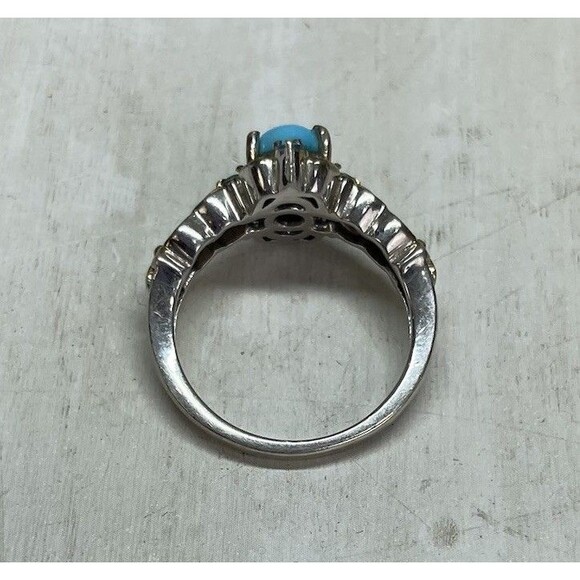 Delicate STS Turquoise and Neon Apatite 925 SS Ring Two Toned Sz 7 - Picture 7 of 8